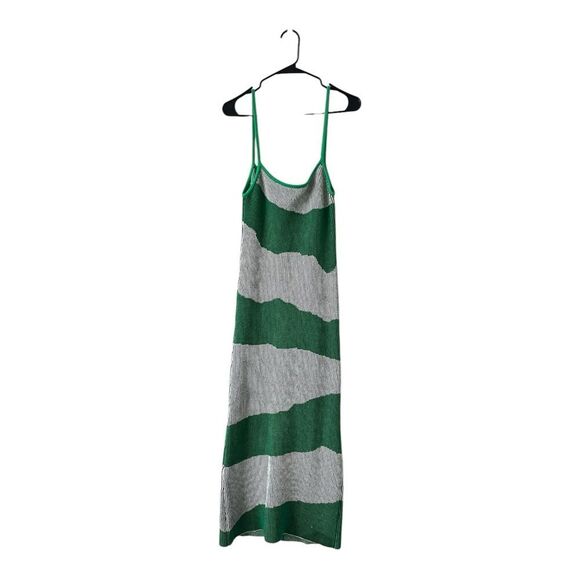 Anthropologie Rue Stiic‎ Green Thick Knit 100% Cotton Strap Maxi Dress Small - Picture 3 of 12